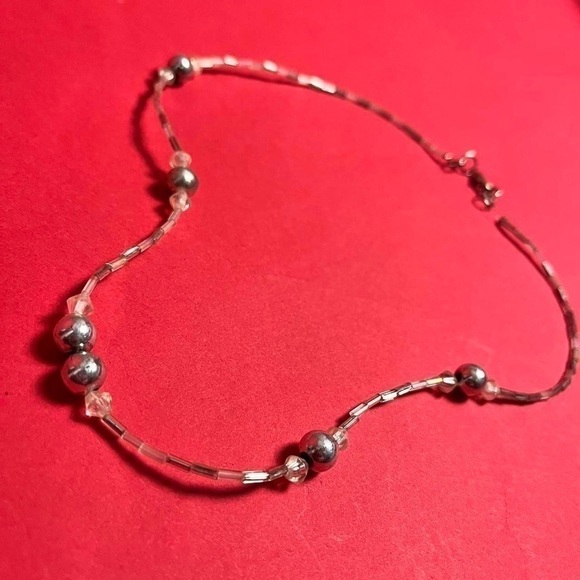 Dainty silver and  white beaded necklace 🤍🤍​​​​​​​​​​​​​​​​​​​​ - Picture 2 of 3